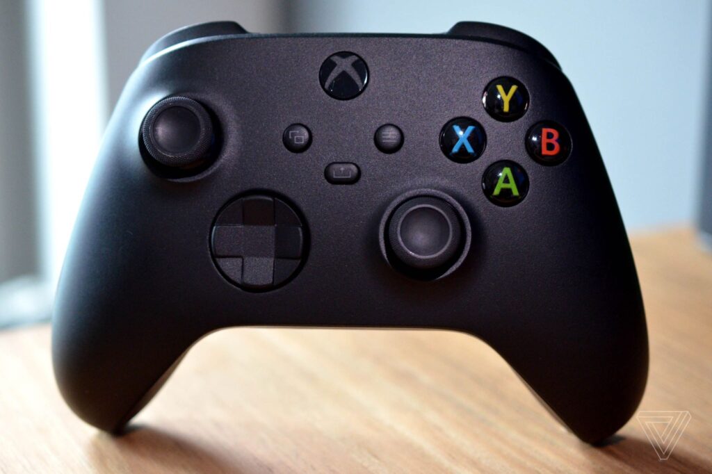 Xbox Series X controller with Bluetooth connectivity.